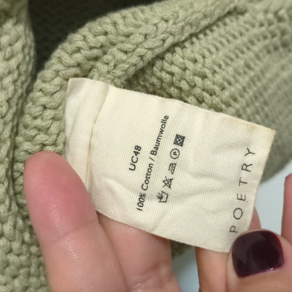 Poetry Sage Green Crew Neck Chuncky Boho Minimalist Sweater Pullover Largenlook - Picture 4 of 6